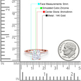 14K Rose Gold Art Deco Radiant Cut Engagement Ring Simulated Cubic Zirconia Size-7