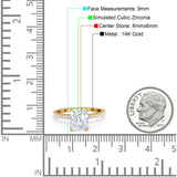 14K Yellow Gold Art Deco Radiant Cut Engagement Ring Simulated Cubic Zirconia