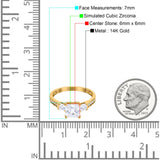 14K Yellow Gold Princess Cut Art Deco Bridal Simulated CZ Wedding Engagement Ring Size 7