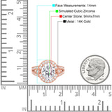 14K Rose Gold Oval Art Deco Split Shank Bridal Wedding Engagement Ring Simulated CZ Size-7