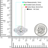 14K White Gold Oval Art Deco Split Shank Bridal Wedding Engagement Ring Simulated CZ Size-7