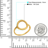 14K Yellow Gold Circle O Simple Plain Open Ring Wedding Band (14mm)