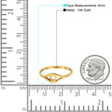 14K Yellow Gold Evil Eye Simple Wedding Engagement Ring (6mm)