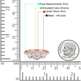 14K Rose Gold Round Three Stone Bridal Simulated CZ Wedding Engagement Ring Size-7