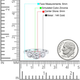 14K White Gold Round Three Stone Bridal Simulated CZ Wedding Engagement Ring Size-7