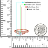 14K Rose Gold Round Vintage Design Solitaire Bridal Simulated CZ Wedding Engagement Ring Size-7