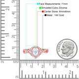 14K Rose Gold Teardrop Wedding Promise Ring Infinity Round Simulated CZ