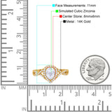 14K Yellow Gold Teardrop Wedding Promise Ring Infinity Round Simulated CZ