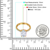 14K Yellow Gold Halo Oval Split Shank Wedding Ring Simulated Cubic Zirconia Size-7
