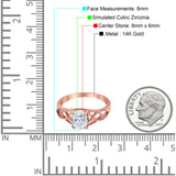 14K Rose Gold Accent Solitaire Oval Bridal Wedding Engagement Ring Simulated CZ Size-7