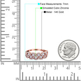 14K Rose Gold Weave Crisscross Infinity Ring Round Simulated Cubic Zirconia Size-7