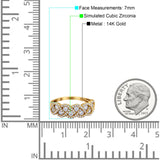 14K Yellow Gold Weave Crisscross Infinity Ring Round Simulated Cubic Zirconia Size-7