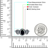 Petite Dainty Oval Solitaire Promise Ring Band Simulated Black Onyx Oxidized Braided 925 Sterling Silver