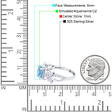 Art Deco Wedding Bridal Ring Round Simulated Aquamarine CZ 925 Sterling Silver