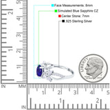 Art Deco Wedding Bridal Ring Round Simulated Blue Sapphire CZ 925 Sterling Silver