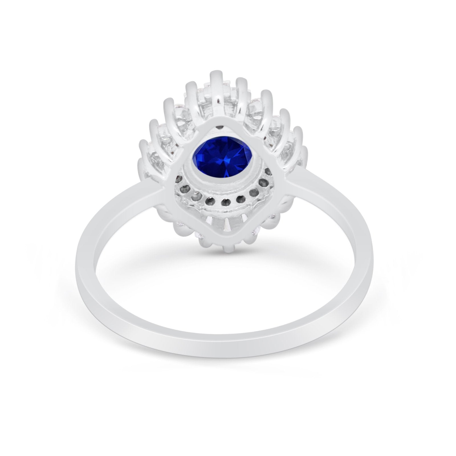 Art Deco Wedding Bridal Ring Baguette Simulated Blue Sapphire CZ 925 Sterling Silver