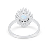 Art Deco Wedding Bridal Ring Baguette Lab Created White Opal 925 Sterling Silver