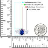 Oval Art Deco Engagement Ring Simulated Blue Sapphire CZ 925 Sterling Silver
