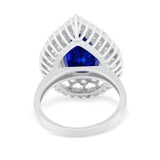 Teardrop Cocktail Ring Pear Simulated Blue Sapphire CZ 925 Sterling Silver