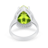 Teardrop Cocktail Engagement Ring Simulated Peridot CZ 925 Sterling Silver