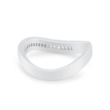 Curved Thumb Ring Baguette Eternity Round Simulated CZ 925 Sterling Silver