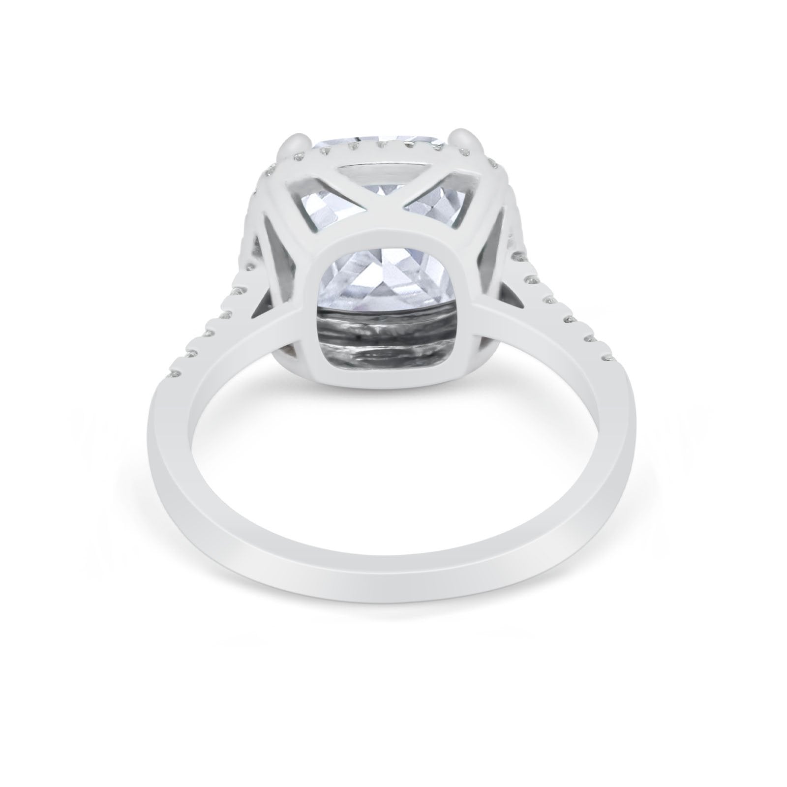 Halo Cushion Cut Engagement Ring Round Simulated CZ 925 Sterling Silver