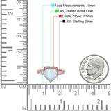 Halo Heart Promise Ring Rose Tone, Lab Created White Opal 925 Sterling Silver