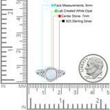 Art Deco Wedding Ring Solitaire Lab Created White Opal 925 Sterling Silver