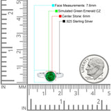 Bezel Set 6mm Round Engagement Ring Simulated Green Emerald CZ 925 Sterling Silver Wholesale