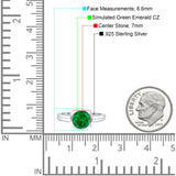 Bezel Set 7mm Round Engagement Ring Simulated Green Emerald CZ 925 Sterling Silver Wholesale