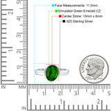Bezel Set 10mmX8mm Oval Engagement Ring Simulated Green Emerald CZ 925 Sterling Silver Wholesale