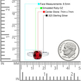 Bezel Set 7mmX7mm Cushion Engagement Ring Simulated Ruby 925 Sterling Silver Wholesale