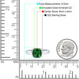 Bezel Set 8mmX8mm Cushion Engagement Ring Simulated Green Emerald 925 Sterling Silver Wholesale