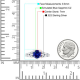 Vintage Style Round Engagement Ring Blue Sapphire CZ 925 Sterling Silver Wholesale