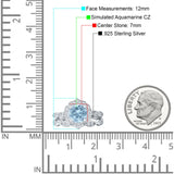 Two Piece Round Halo Floral Ring Aquamarine CZ 925 Sterling Silver Wholesale