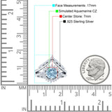Two Piece Round Halo Bridal Ring Aquamarine CZ 925 Sterling Silver Wholesale