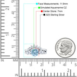 Two Piece Round Vintage Style Bridal Ring Aquamarine CZ 925 Sterling Silver Wholesale