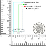 Engagement Ring Round Simulated Pearl Cubic Zirconia 925 Sterling Silver (5mm)