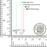 Round Pearl Simulated Cubic Zirconia 925 Sterling Silver