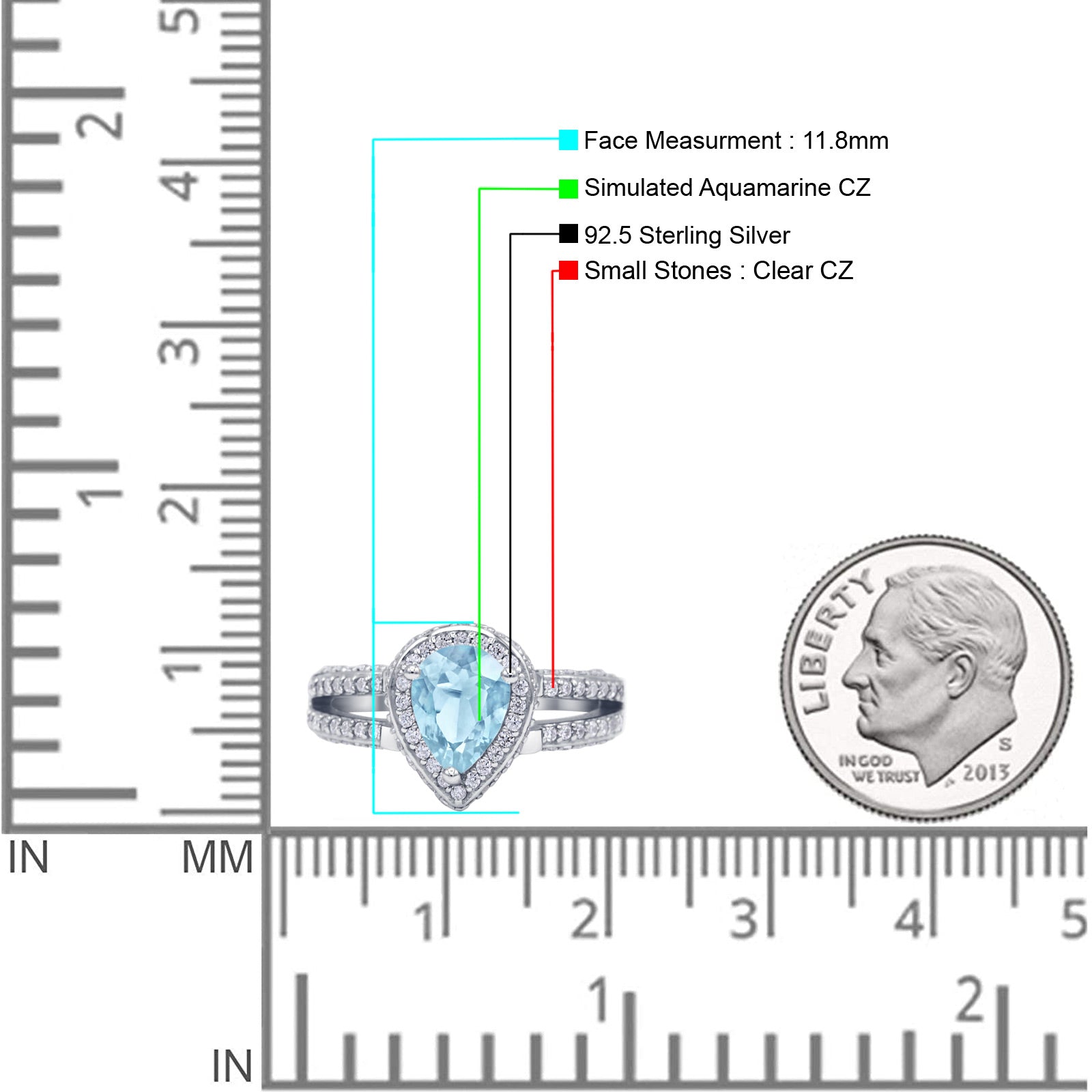 Vintage Style Teardrop Pear Halo Engagement Ring Simulated Aquamarine 925 Sterling Silver Wholesale