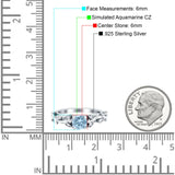 Vintage Style Floral Round Engagement Ring Simulated Aquamarine 925 Sterling Silver Wholesale