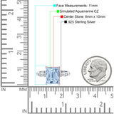 Vintage Emerald Cut Engagement Ring Simulated Aquamarine CZ 925 Sterling Silver Wholesale