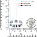 Crisscross Infinity Oxidized Band Solid 925 Sterling Silver Thumb Ring (5mm)