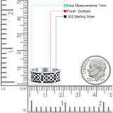 Celtic Oxidized Band Solid 925 Sterling Silver Thumb Ring (7mm)