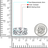 Celtic Ring Oxidized Band Solid 925 Sterling Silver Thumb Ring (8mm)