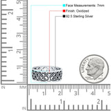 Celtic Oxidized Band Solid 925 Sterling Silver Thumb Ring (7mm)