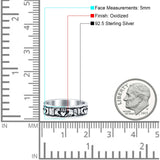 Claddagh Oxidized Band Solid 925 Sterling Silver Thumb Ring (5mm)