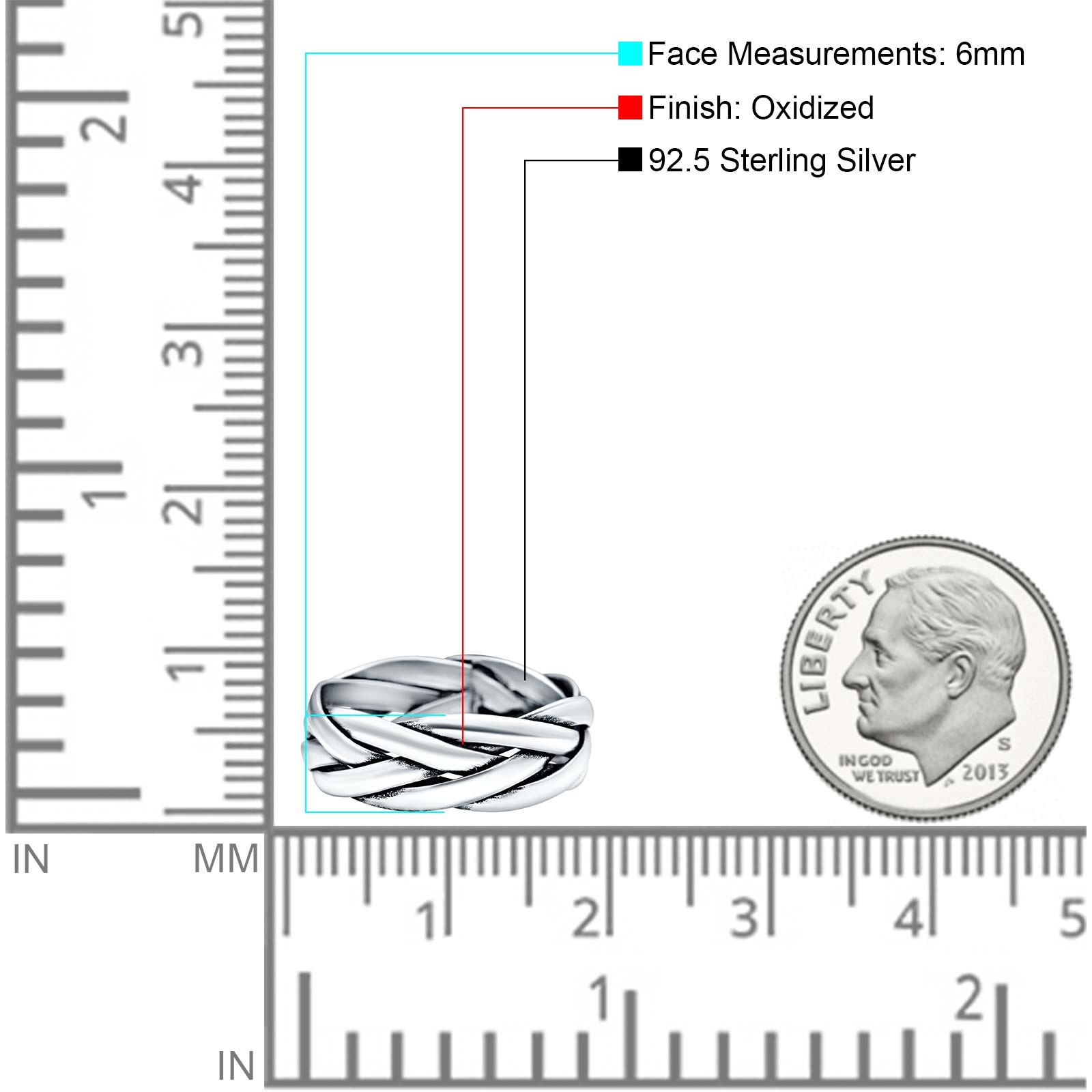 Celtic Oxidized Band Solid 925 Sterling Silver Thumb Ring (6mm)