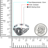 Celtic Tree of Life Oxidized Plain Band Ring 925 Sterling Silver