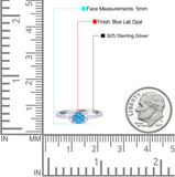 Petite Dainty Thumb Ring Round Lab Created Blue Opal Statement Fashion Ring Solid 925 Sterling Silver